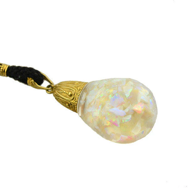 Retro 14kt Floating Opal Ball Necklace - Image 3