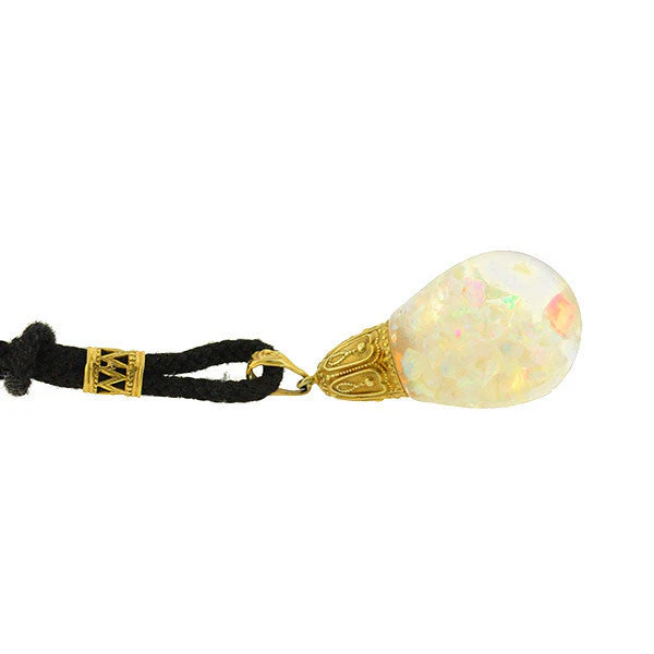 Retro 14kt Floating Opal Ball Necklace - Image 4