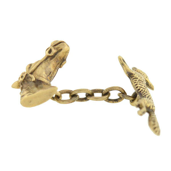 Retro 14kt Fox Hunting Horse & Fox Cufflinks - Image 4