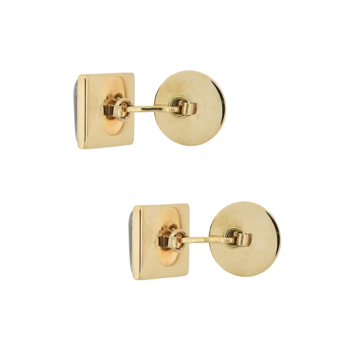 Retro 14kt Painted Reverse Carved Rock Crystal Fox Cufflinks - Image 5