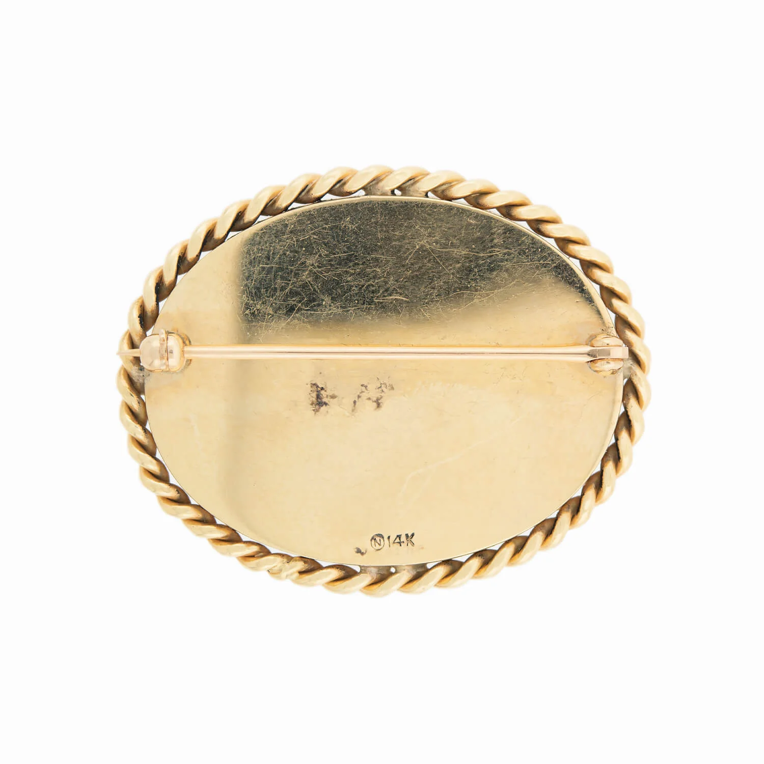 Retro 14kt Reverse Carved Essex Crystal Fox Hunt Pin - Image 3