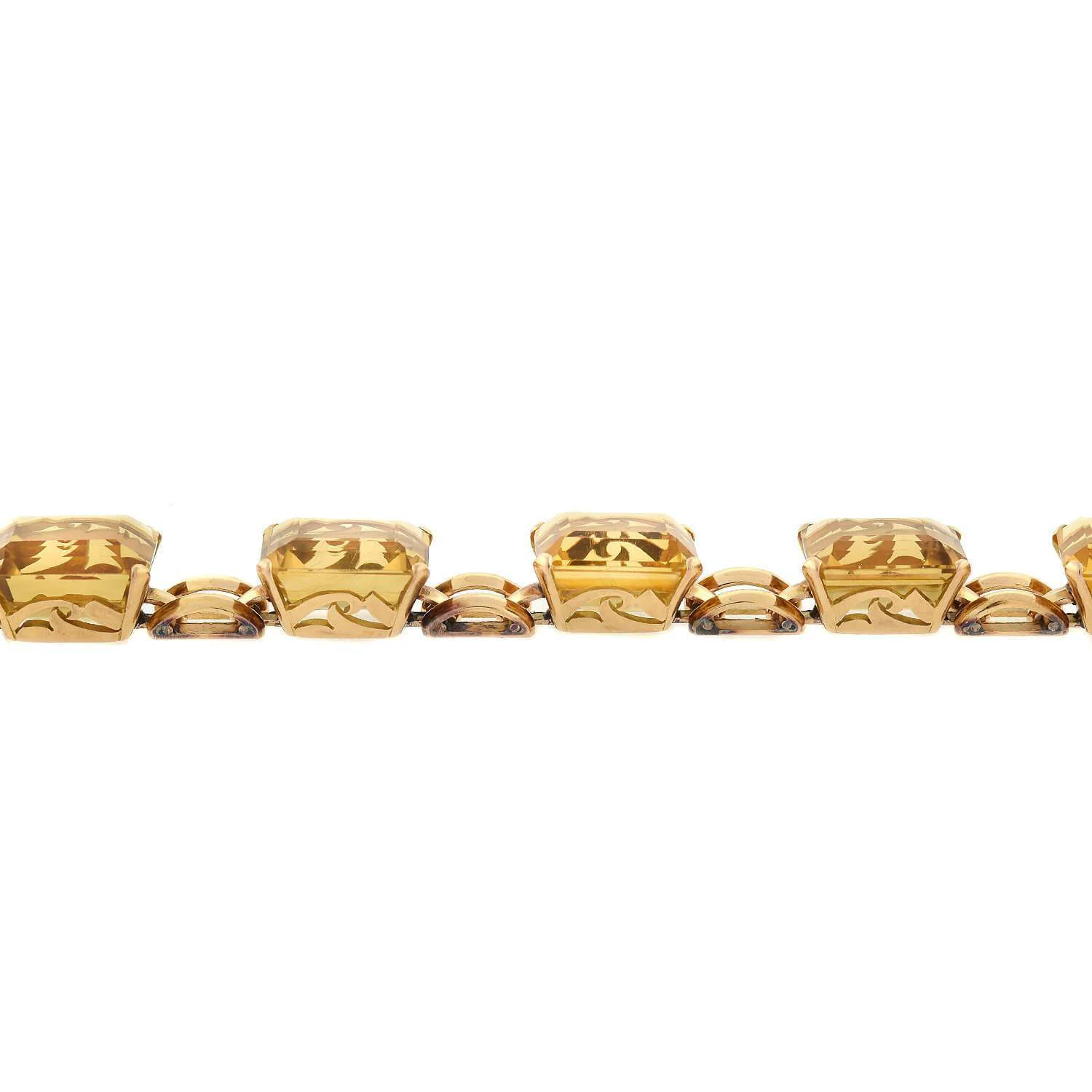 Retro 14kt Yellow Gold Citrine Link Bracelet - Image 4