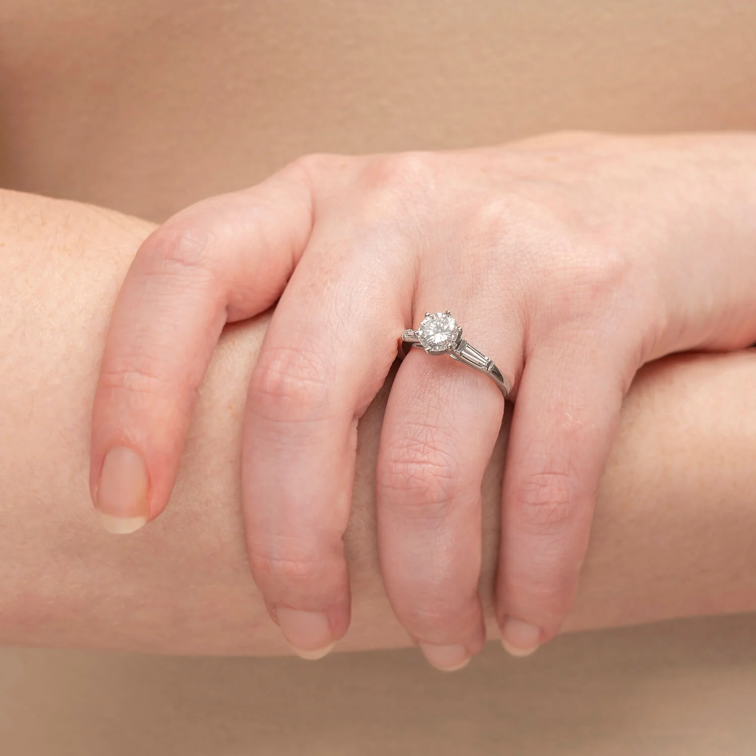 Retro 18k Diamond Engagement Ring 1.04ct Center - Image 7