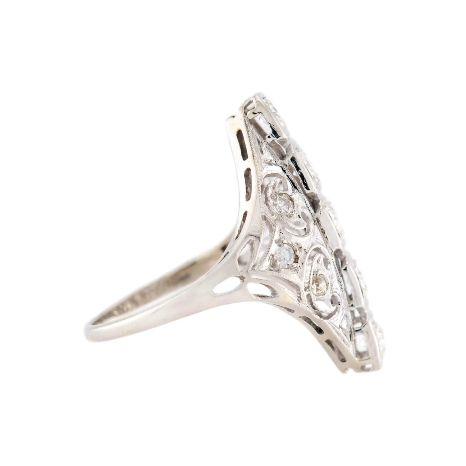 Retro 18k Diamond Navette Ring - Image 3