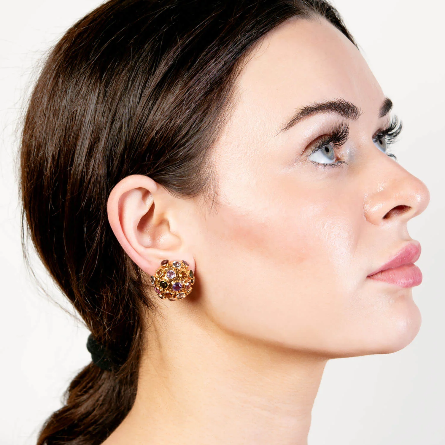 Retro 18k Multi Stone Sputnik Earrings - Image 5
