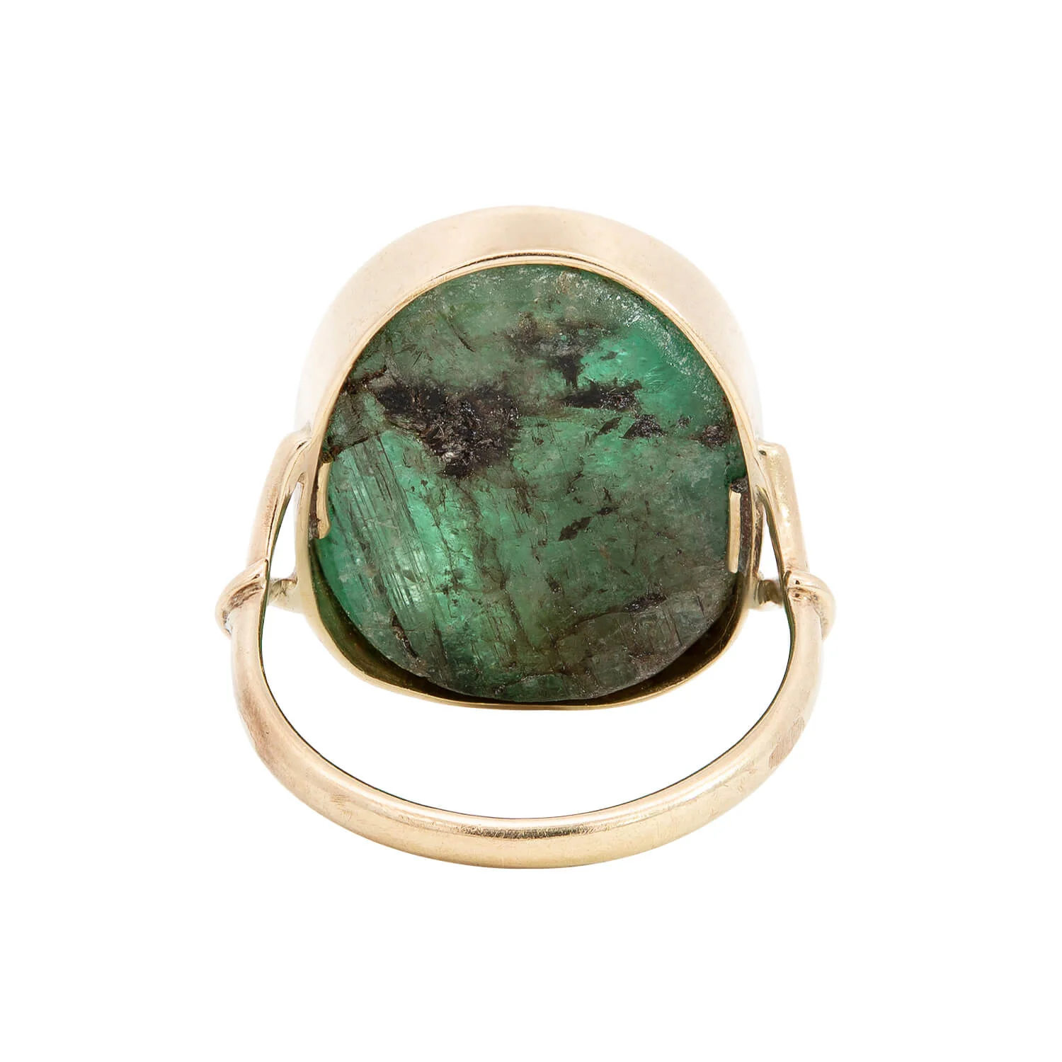 Retro 18K Yellow Emerald Cabochon ring 12+ctw - Image 5