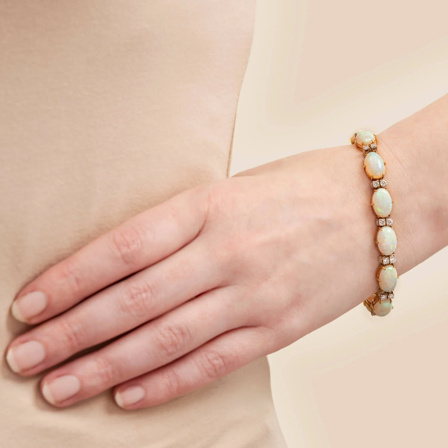 Retro 18kt/Platinum Opal + Diamond Bracelet 27ctw+ - Image 6
