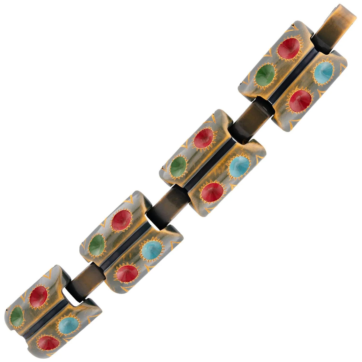 Retro Bakelite Carved Clamper and Link Bracelet Set - Image 3