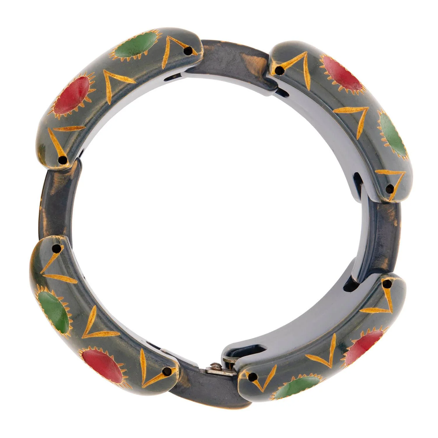 Retro Bakelite Carved Clamper and Link Bracelet Set - Image 4
