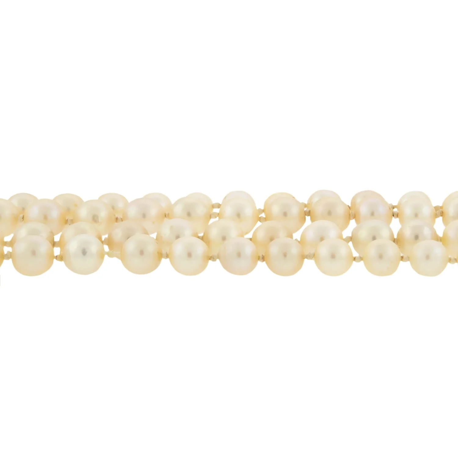 Retro Double Strand Pearl Necklace & 14k Diamond Clasp - Image 3