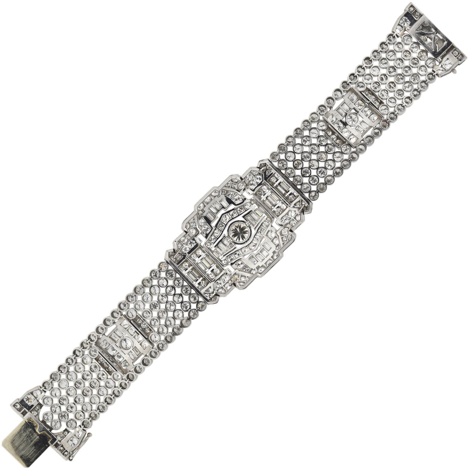 Retro Exquisite Platinum Diamond Encrusted Link Bracelet 32ctw - Image 10