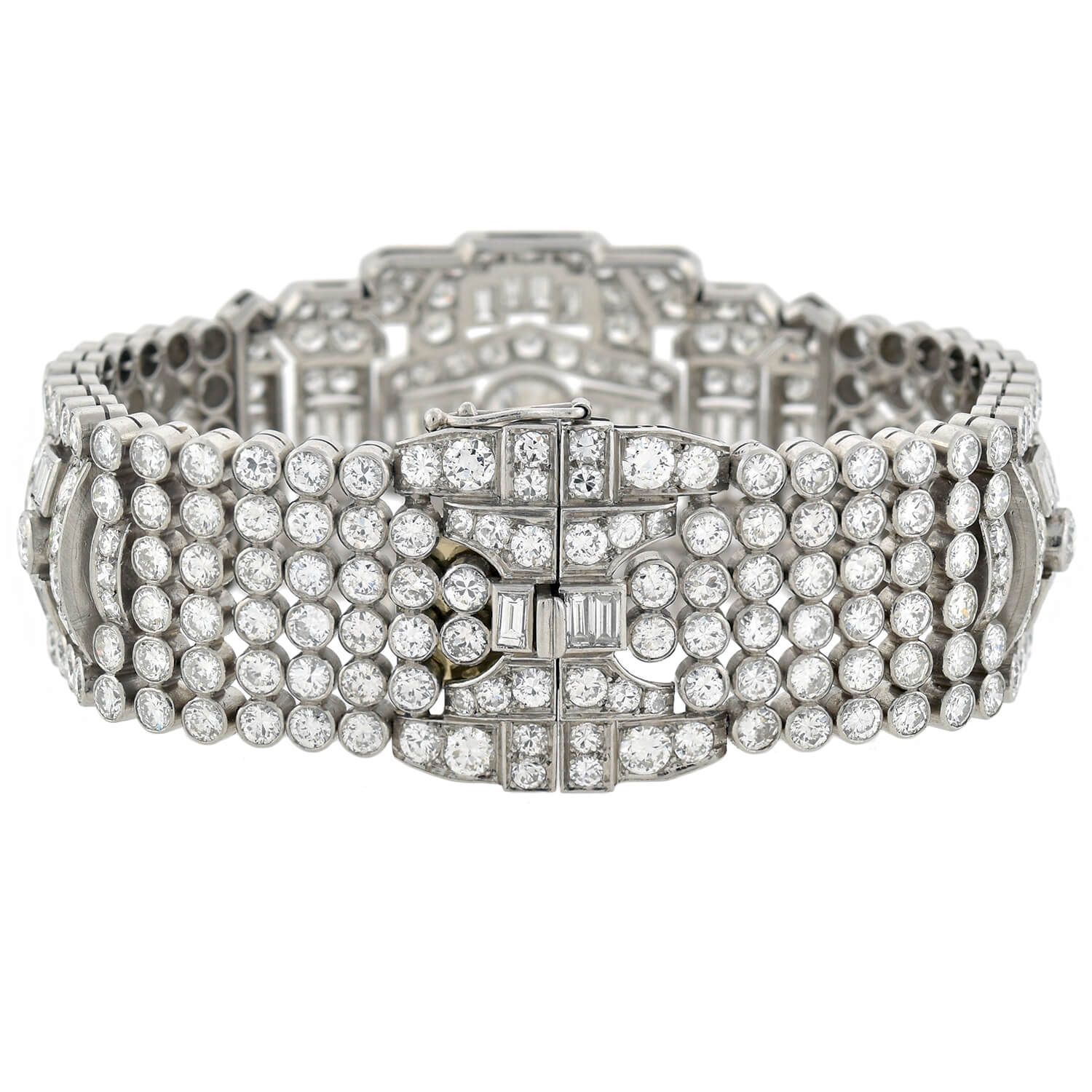 Retro Exquisite Platinum Diamond Encrusted Link Bracelet 32ctw - Image 2