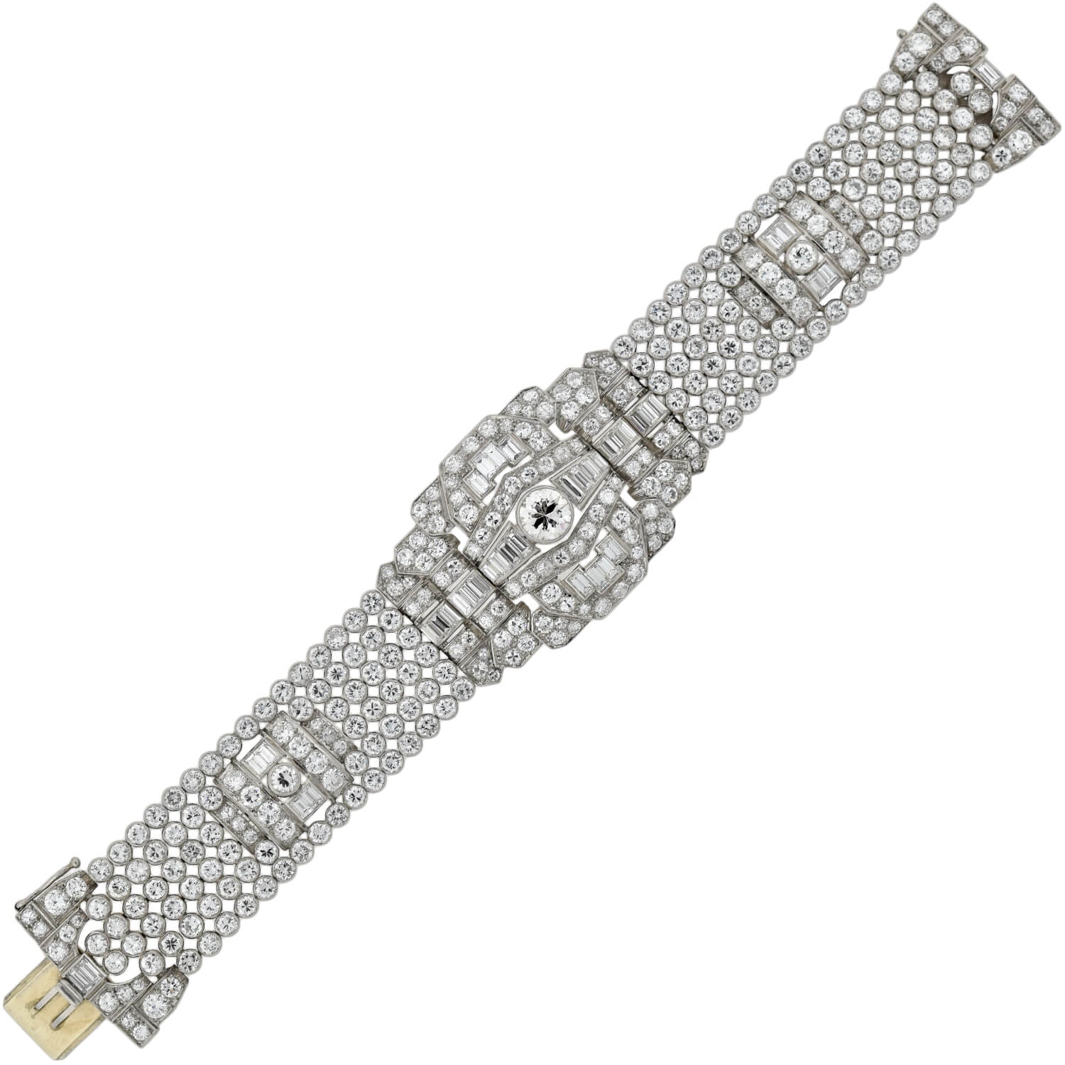 Retro Exquisite Platinum Diamond Encrusted Link Bracelet 32ctw - Image 3