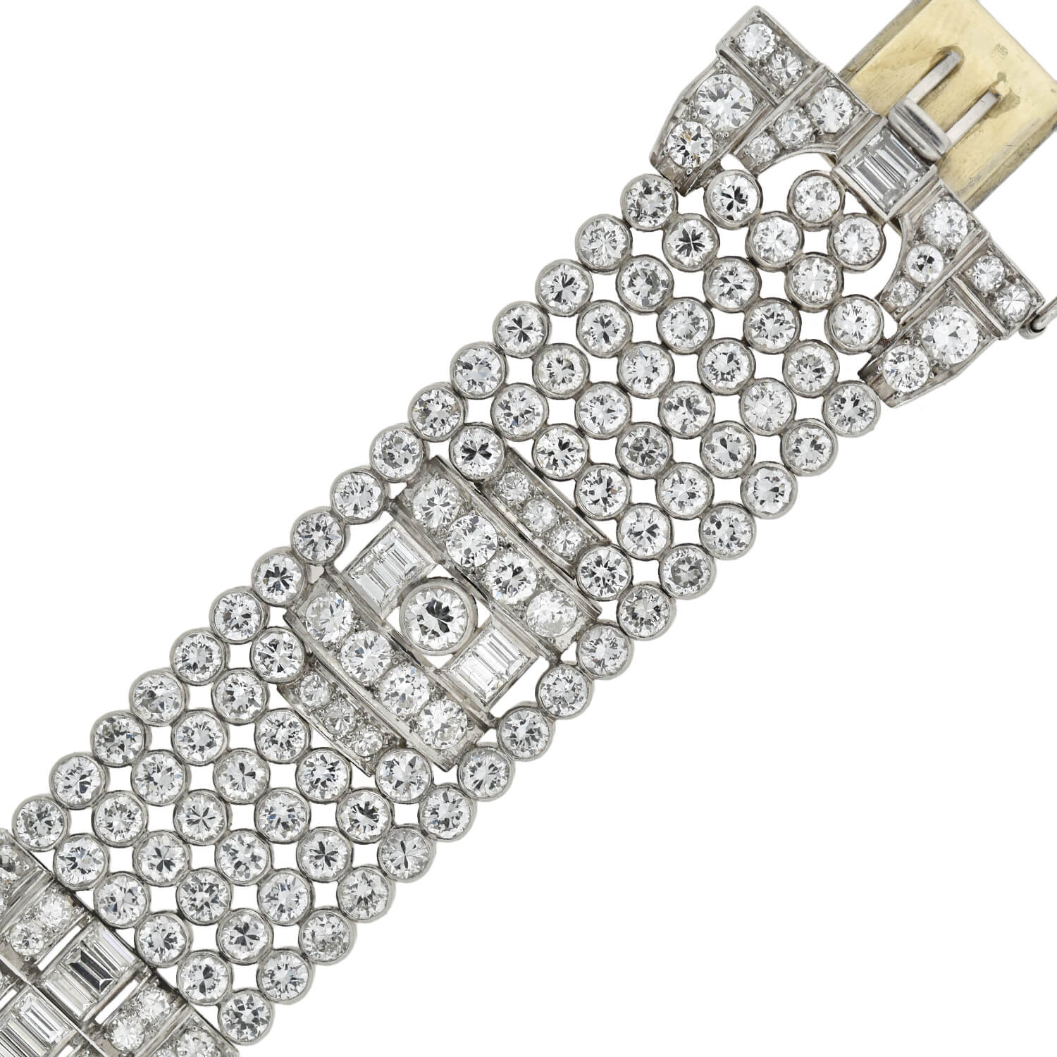 Retro Exquisite Platinum Diamond Encrusted Link Bracelet 32ctw - Image 4