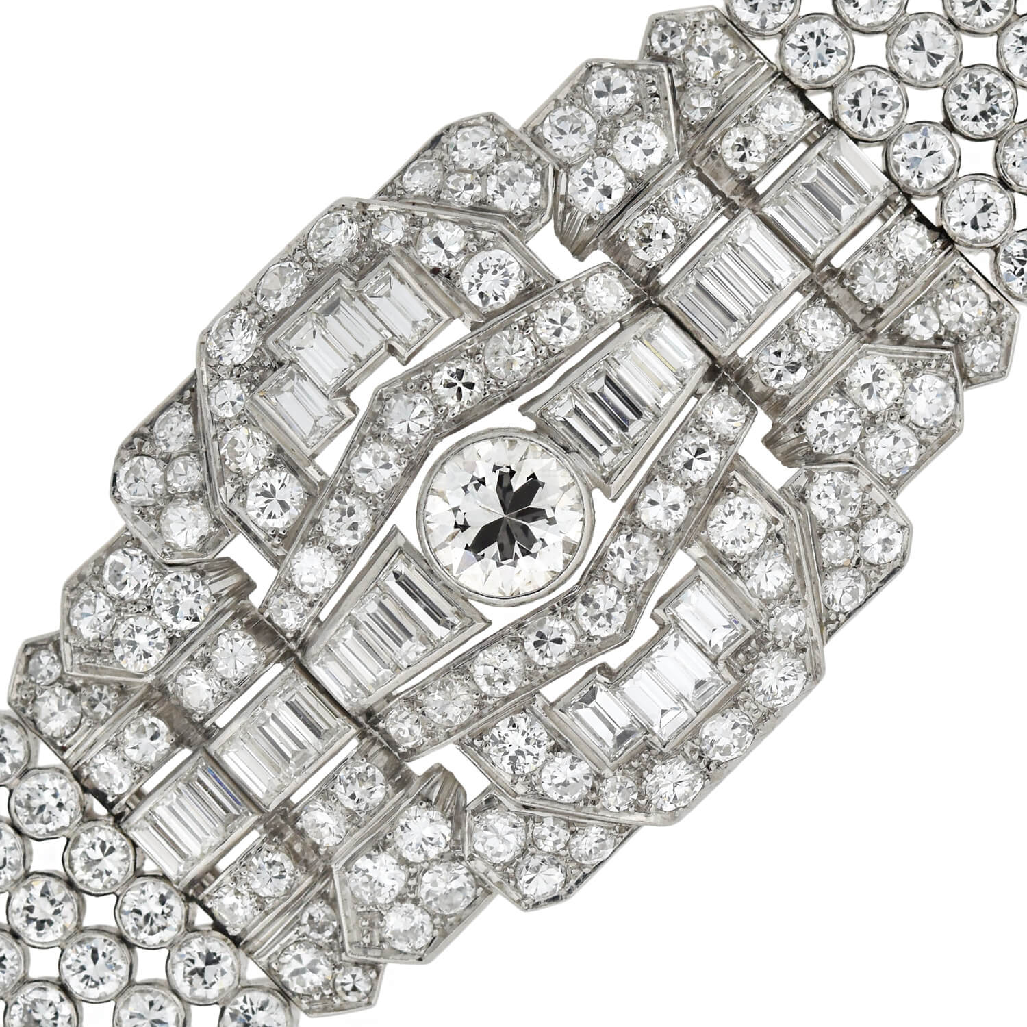 Retro Exquisite Platinum Diamond Encrusted Link Bracelet 32ctw - Image 5