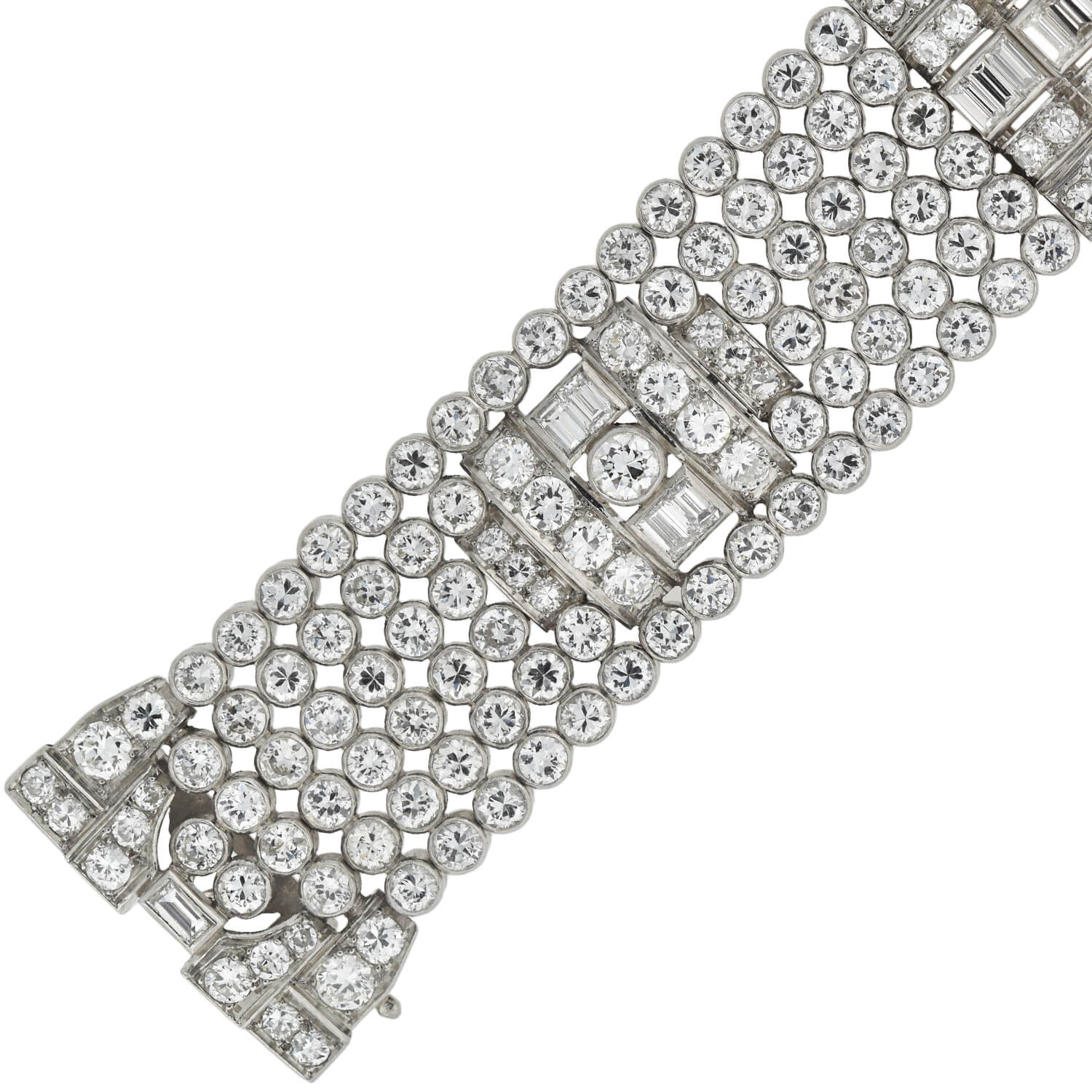 Retro Exquisite Platinum Diamond Encrusted Link Bracelet 32ctw - Image 6
