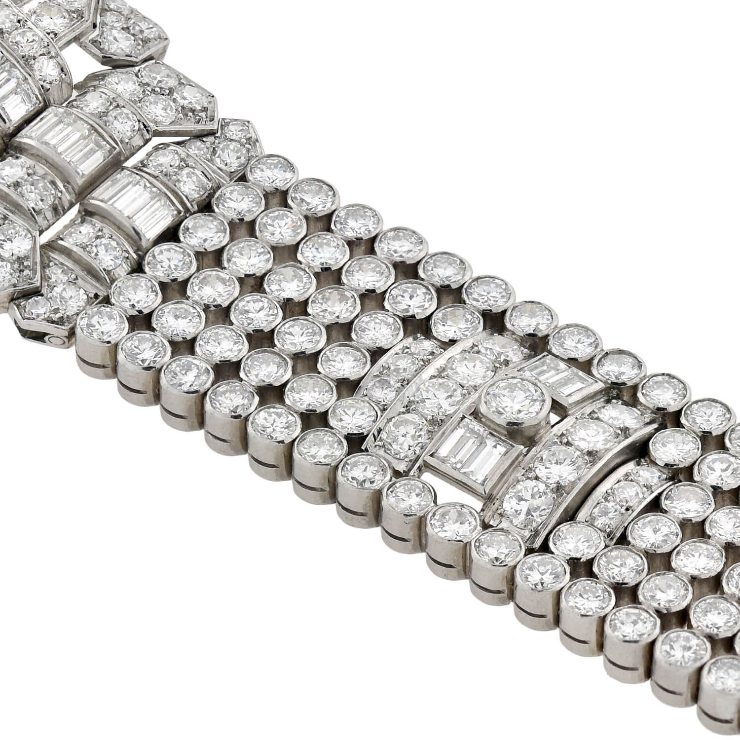 Retro Exquisite Platinum Diamond Encrusted Link Bracelet 32ctw - Image 7