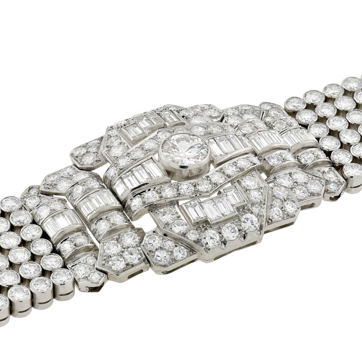 Retro Exquisite Platinum Diamond Encrusted Link Bracelet 32ctw - Image 9