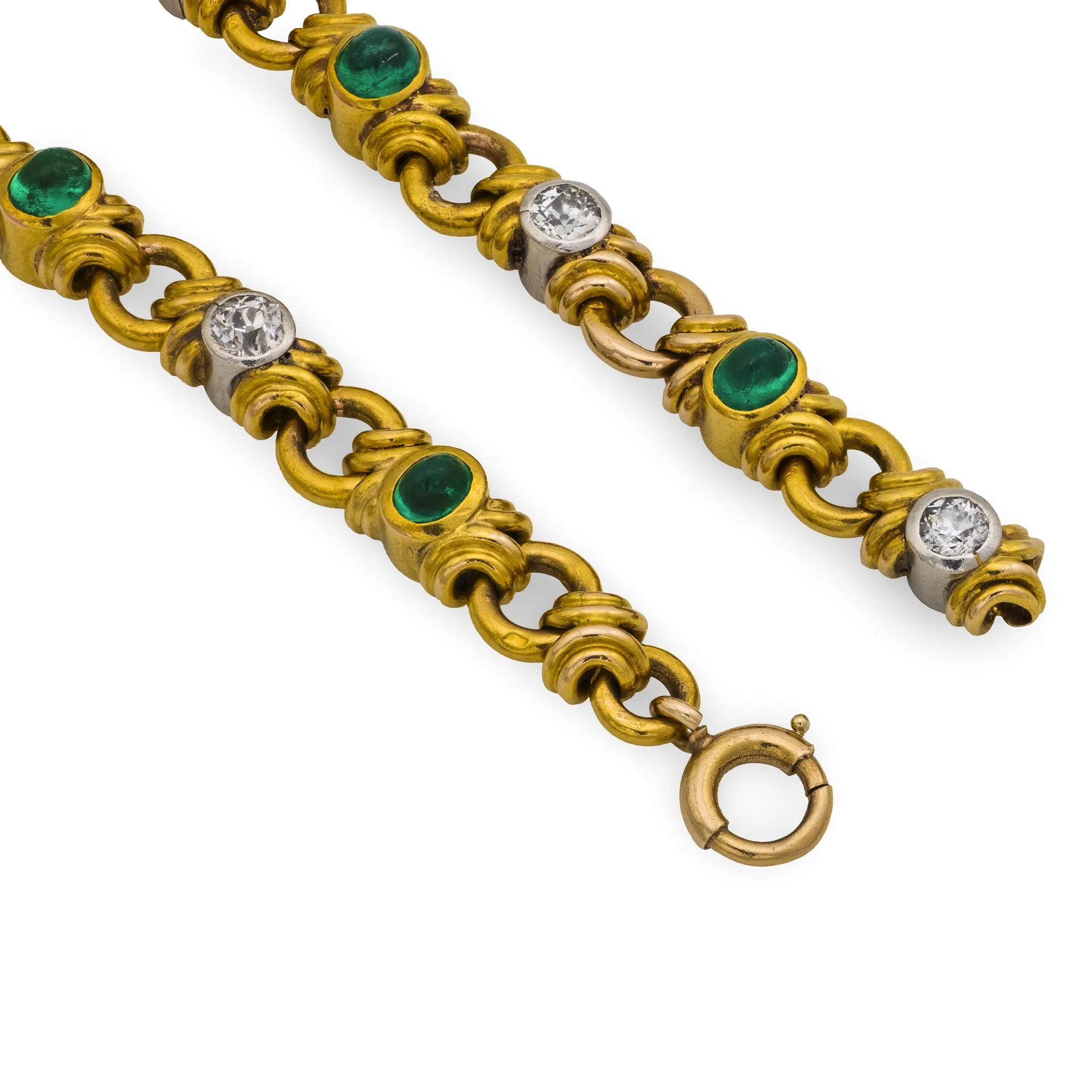 Retro French 18k/Platinum Emerald & Diamond Bracelet - Image 2