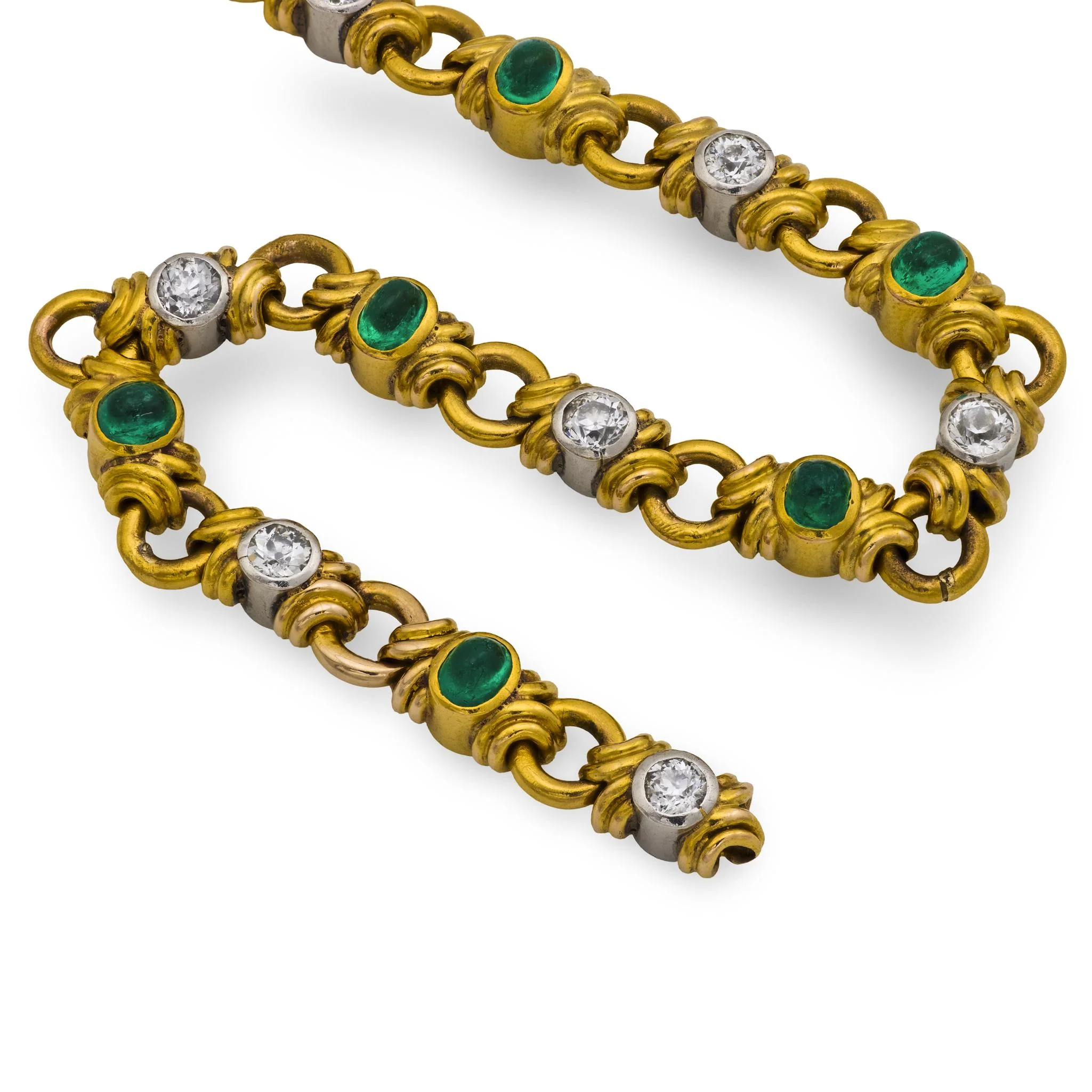 Retro French 18k/Platinum Emerald & Diamond Bracelet - Image 3