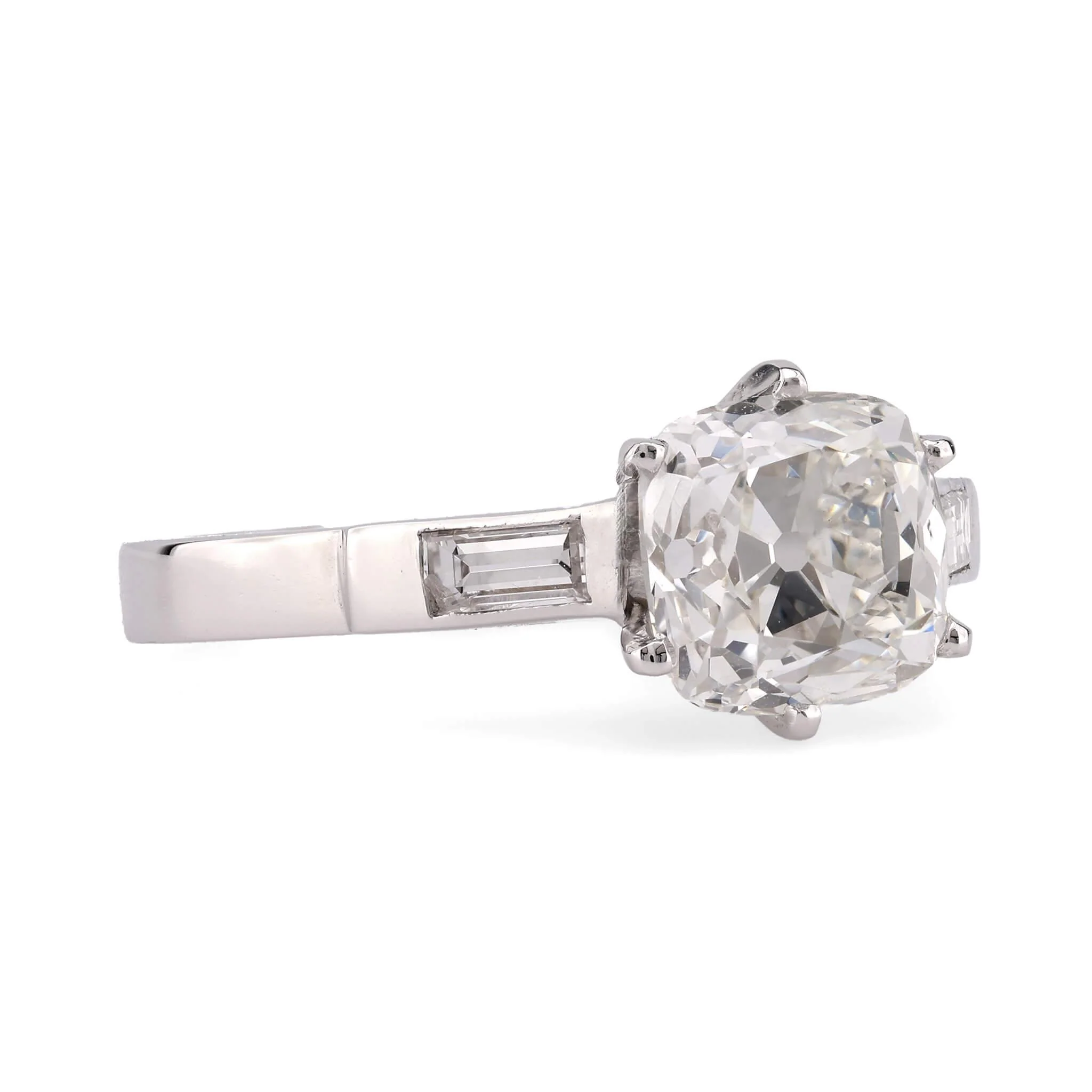 Retro French Platinum GIA Diamond Engagement Ring 2.19ct - Image 3