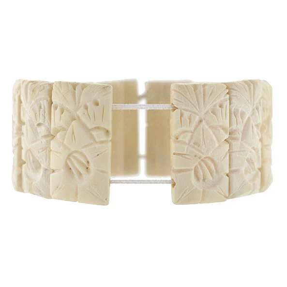 Retro Hand-Carved Bone Panel Link Bracelet - Image 3