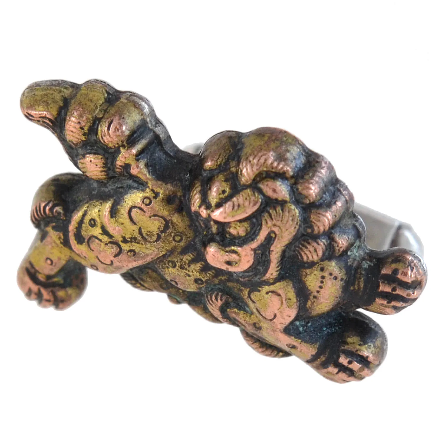 Retro Japanese Sterling Silver + Gold Overlay "Foo Dog" Cufflinks - Image 4