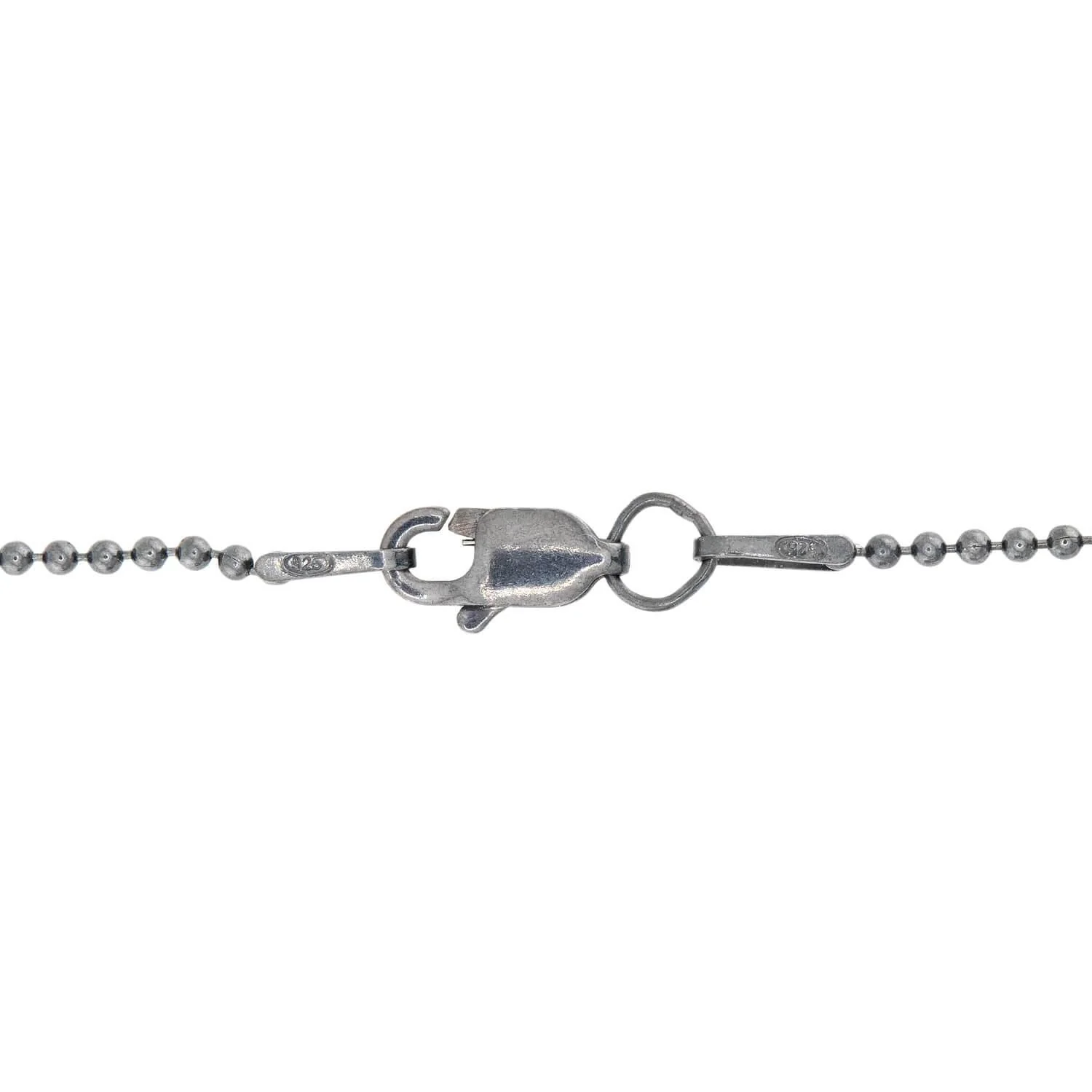 Retro Mexican Sterling Silver and Porcelain Evil Eye Pendant Necklace - Image 5
