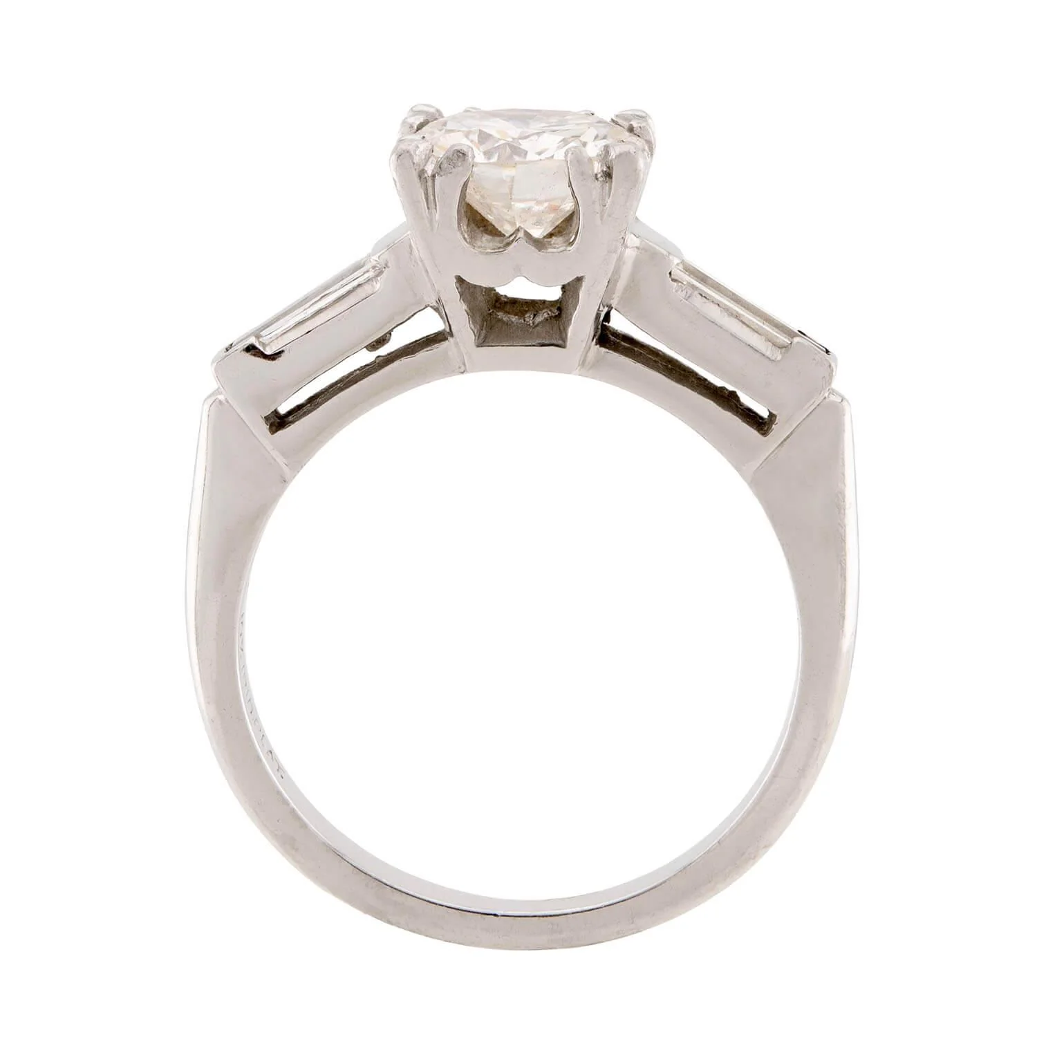 Retro Platinum Diamond Engagement Ring 1.35ct - Image 4