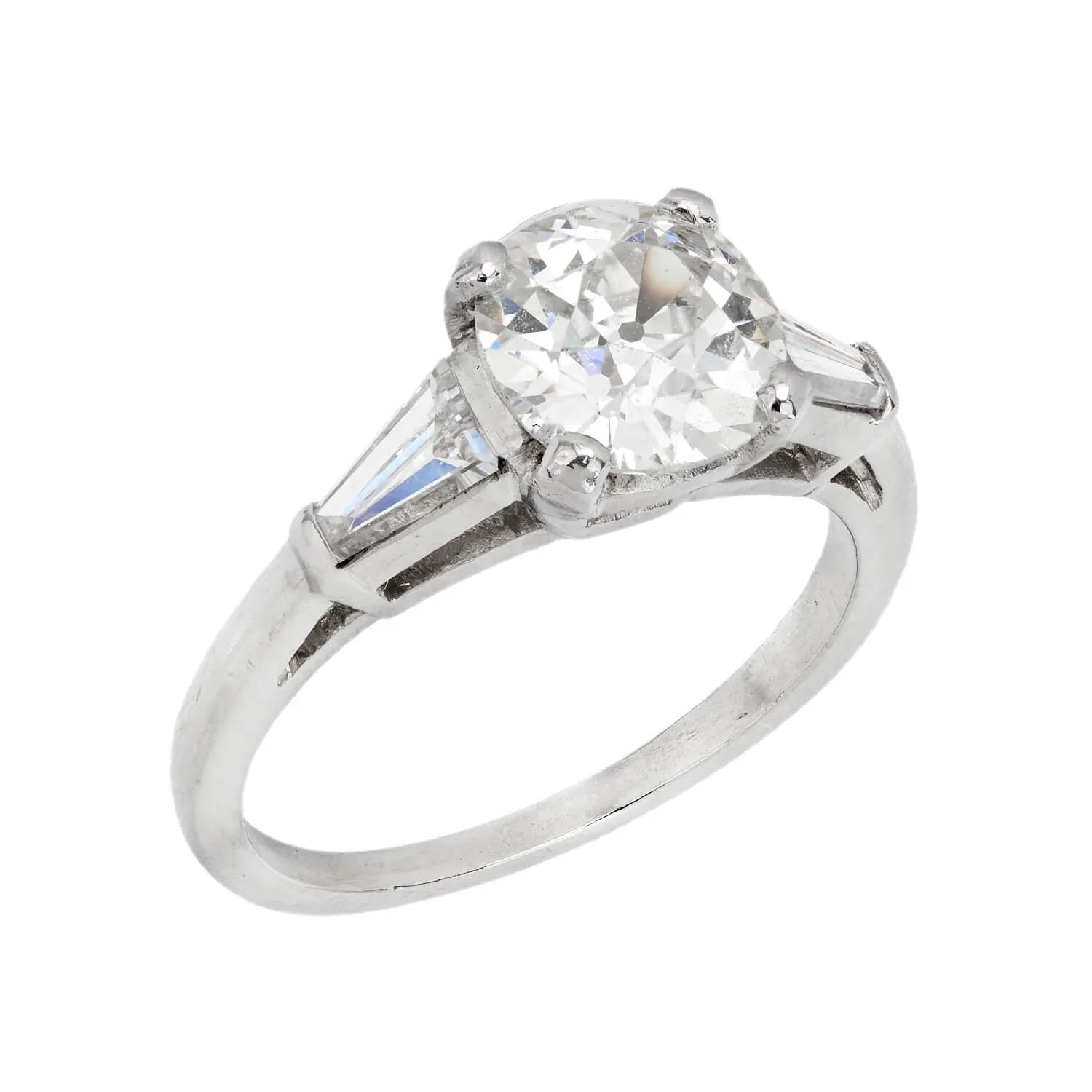 Retro Platinum Diamond Engagement Ring 1.66ct