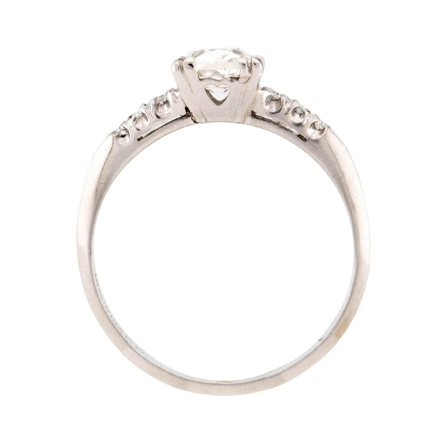 Retro Platinum Diamond Engagement RIng .90ct - Image 4