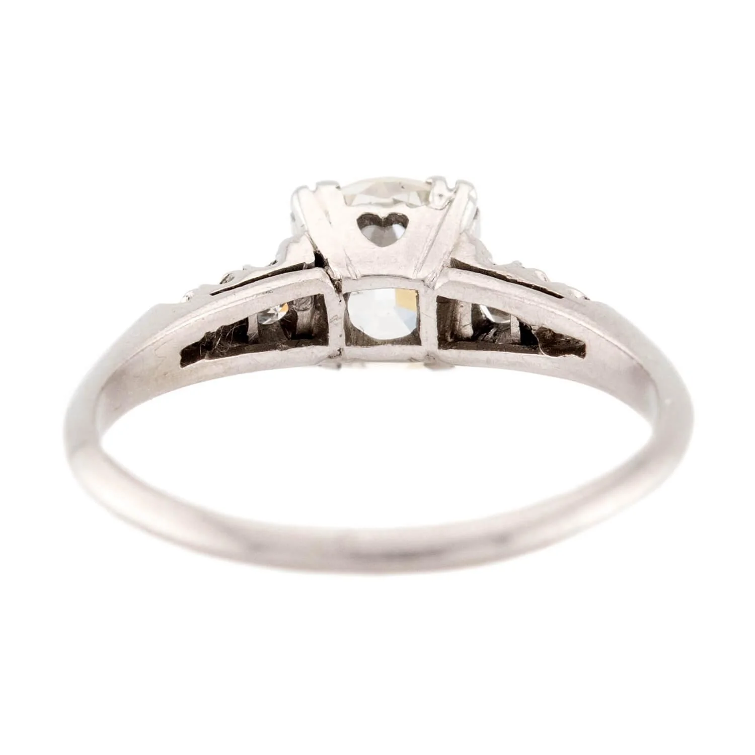 Retro Platinum Diamond Engagement RIng .90ct - Image 5
