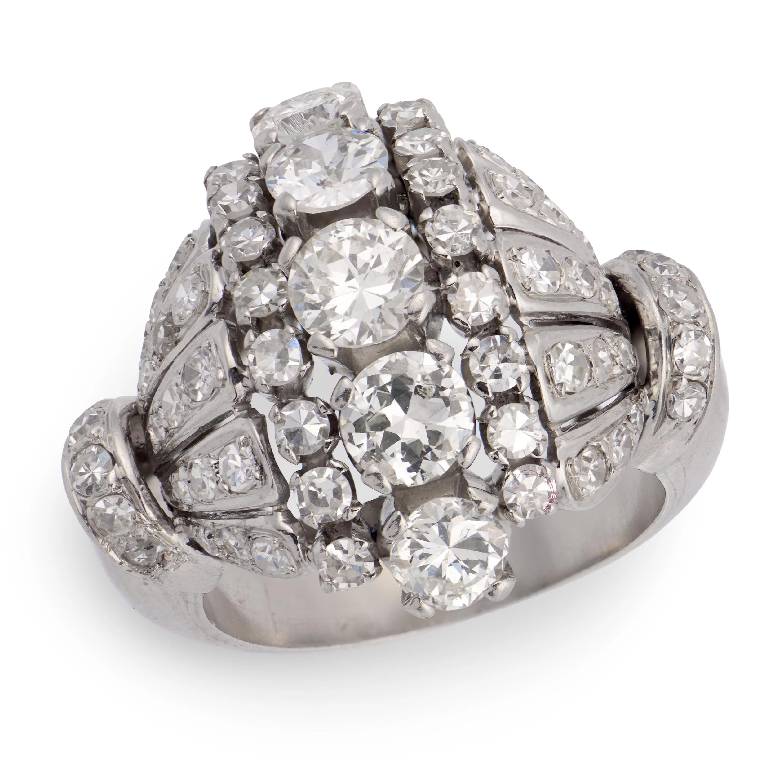 Retro Platinum 3ctw Diamond Statement Ring
