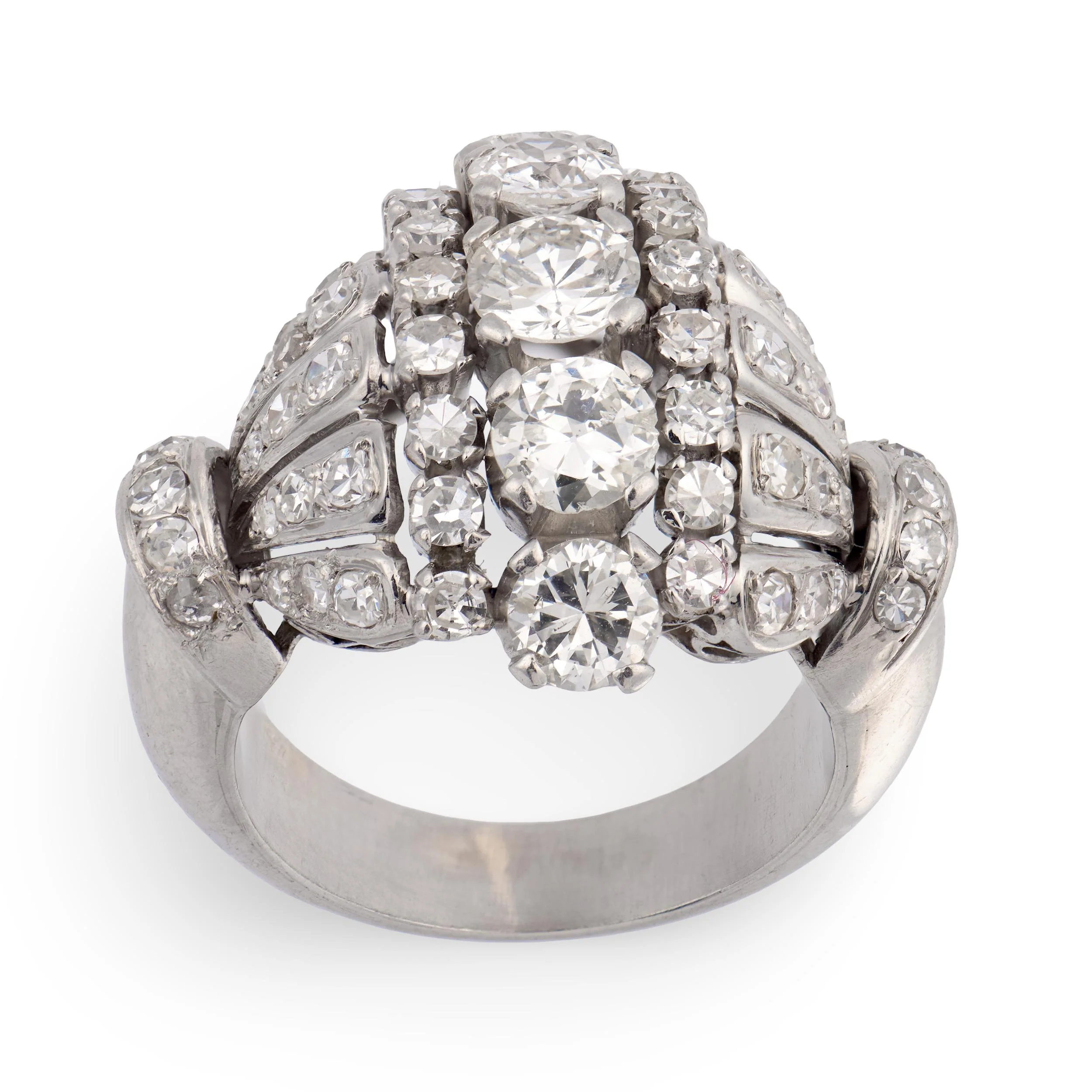 Retro Platinum 3ctw Diamond Statement Ring - Image 4