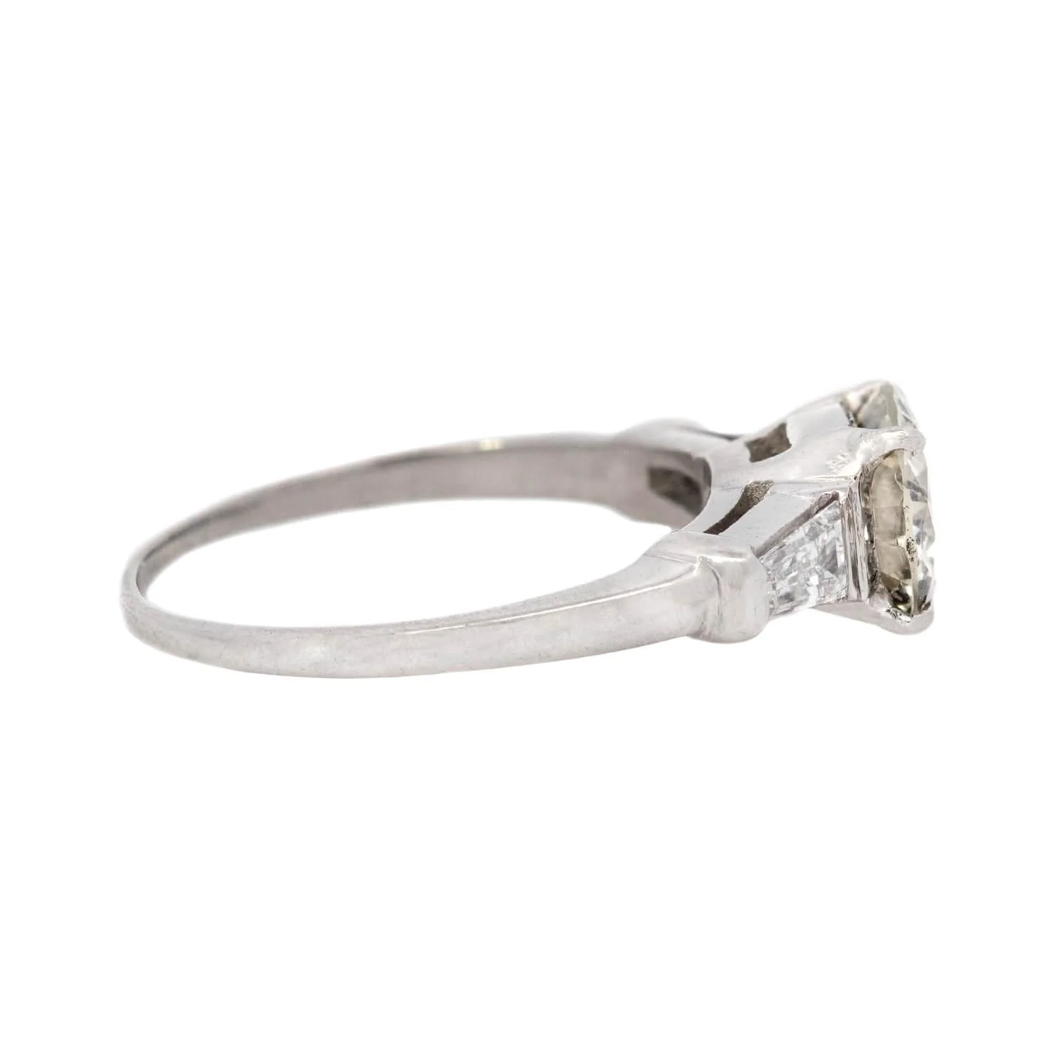 Retro Platinum Diamond Three Stone Engagement Ring 1.15ct - Image 3