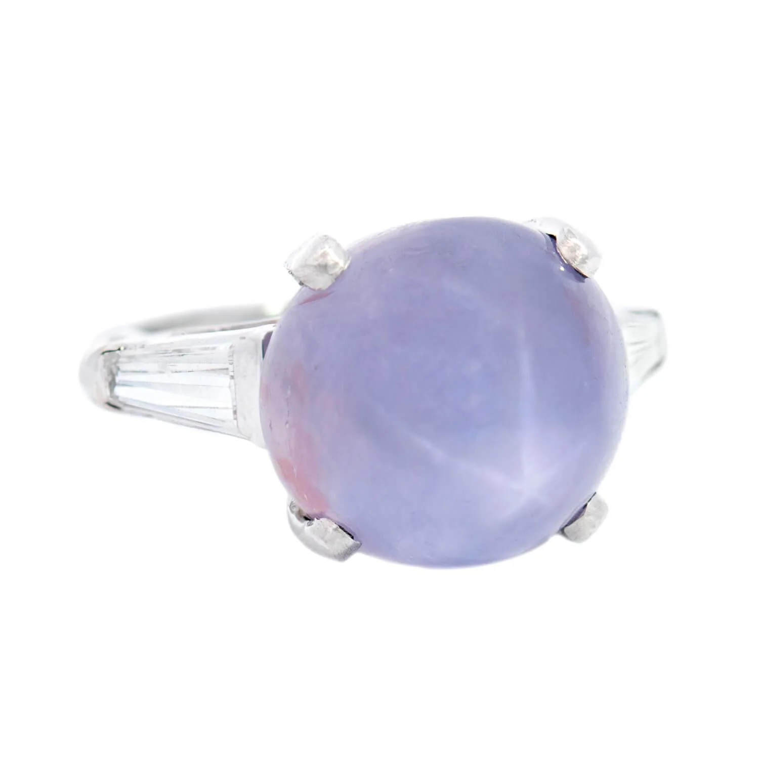 Retro Platinum GIA No Heat Purple Star Sapphire Engagement Ring 14.08ct. - Image 2