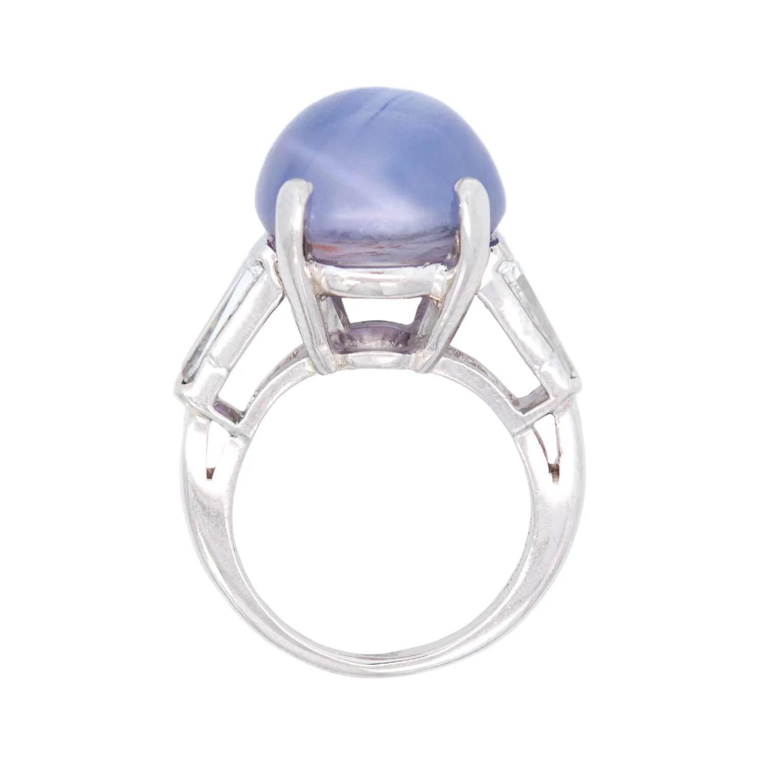 Retro Platinum GIA No Heat Purple Star Sapphire Engagement Ring 14.08ct. - Image 4