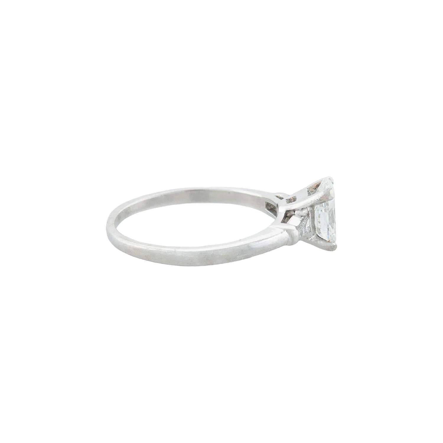 Retro Platinum Oval Diamond Engagement Ring 0.84ct center - Image 3