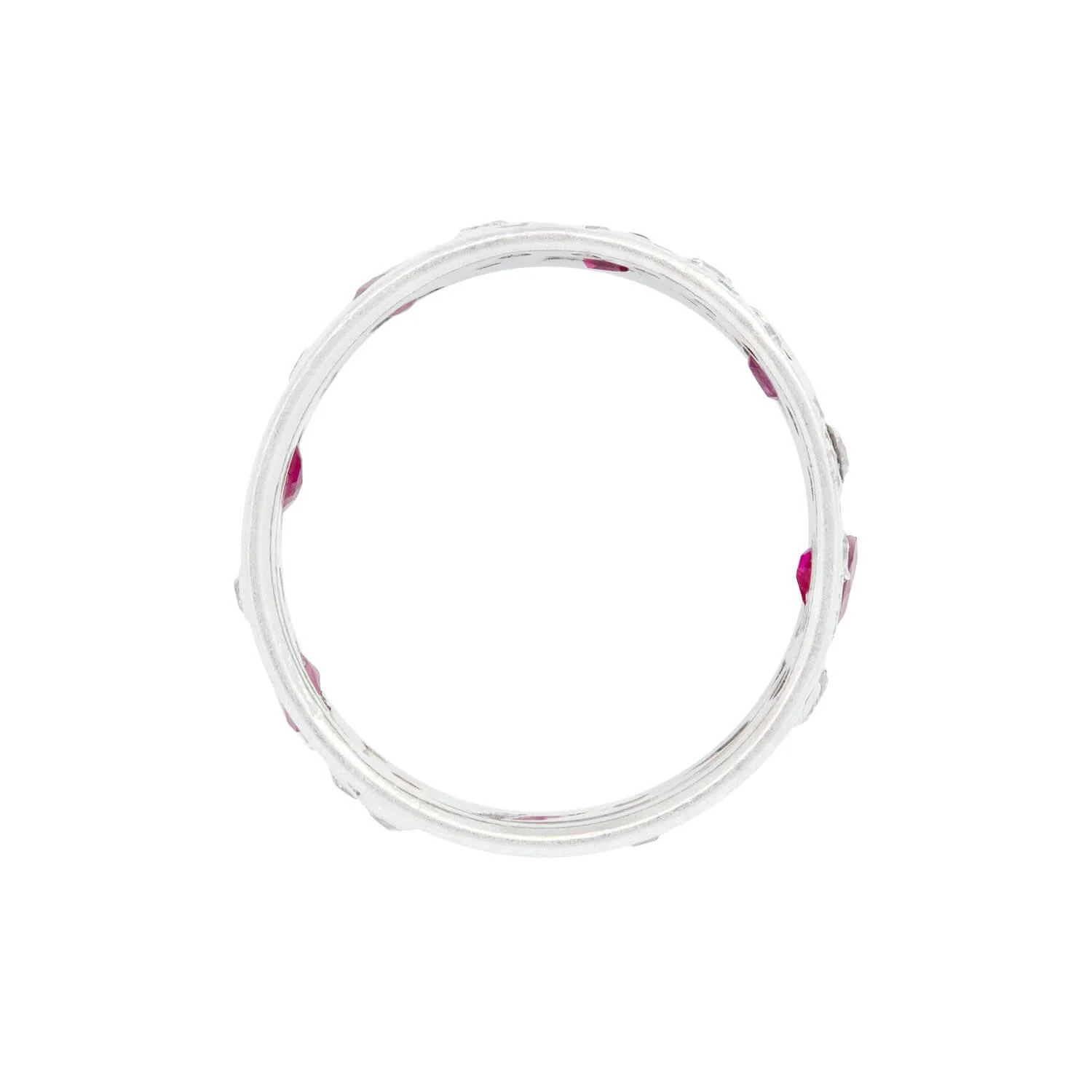 Retro Platinum Ruby and Diamond Band - Image 3