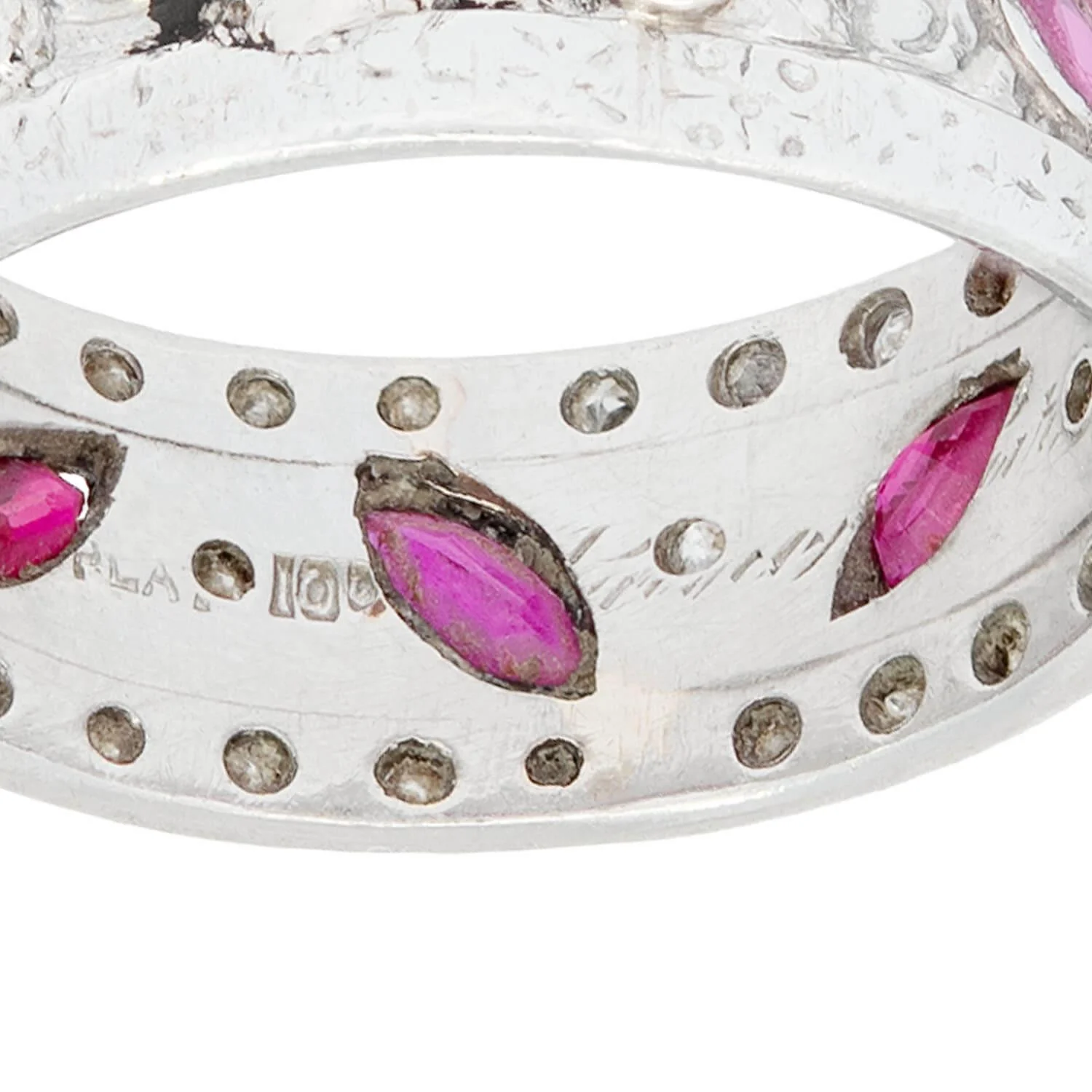 Retro Platinum Ruby and Diamond Band - Image 4