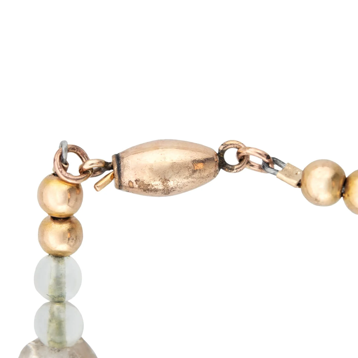 Retro Rainbow Moonstone Bead + Rutilated/Tourmalated Quartz Necklace with 14kt Clasp - Image 4