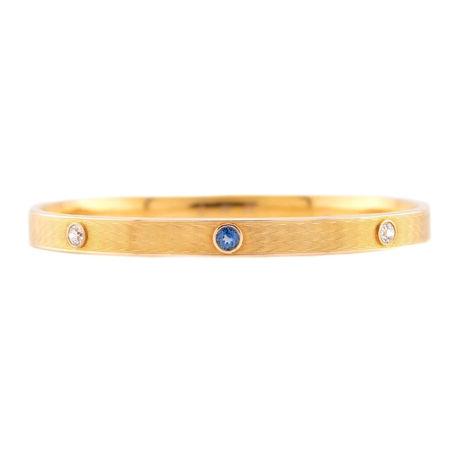 RIKER BROS. Art Nouveau 14k Sapphire & Diamond Bangle