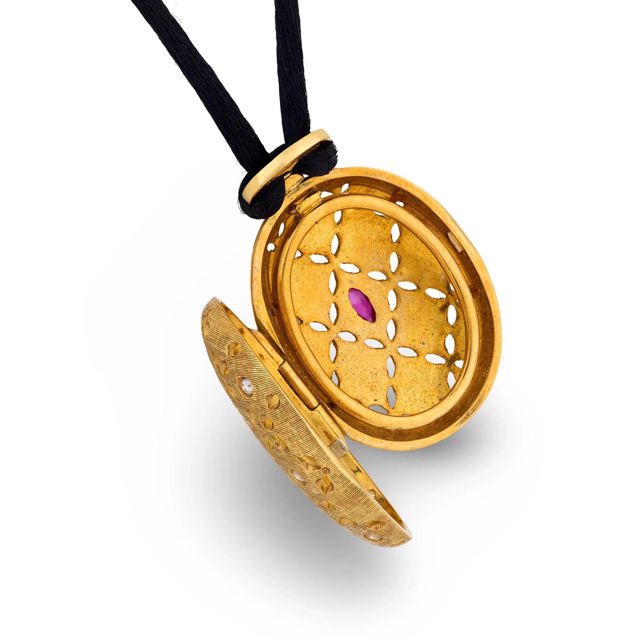 ROBERTO COIN 18k Ruby & Diamond Locket Pendant Necklace - Image 2