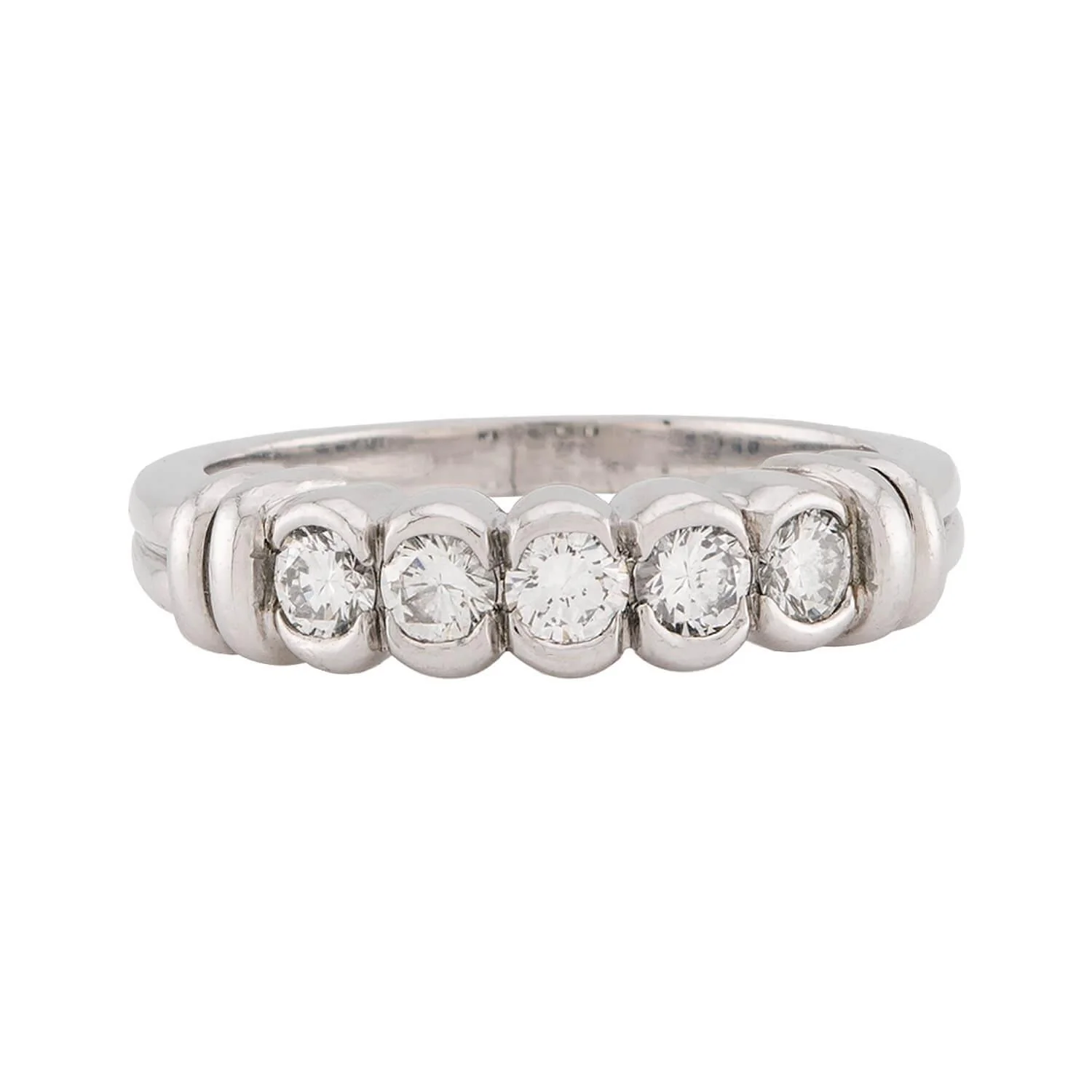 SCOTT K Estate Platinum Diamond Five Stone Ring - Image 2