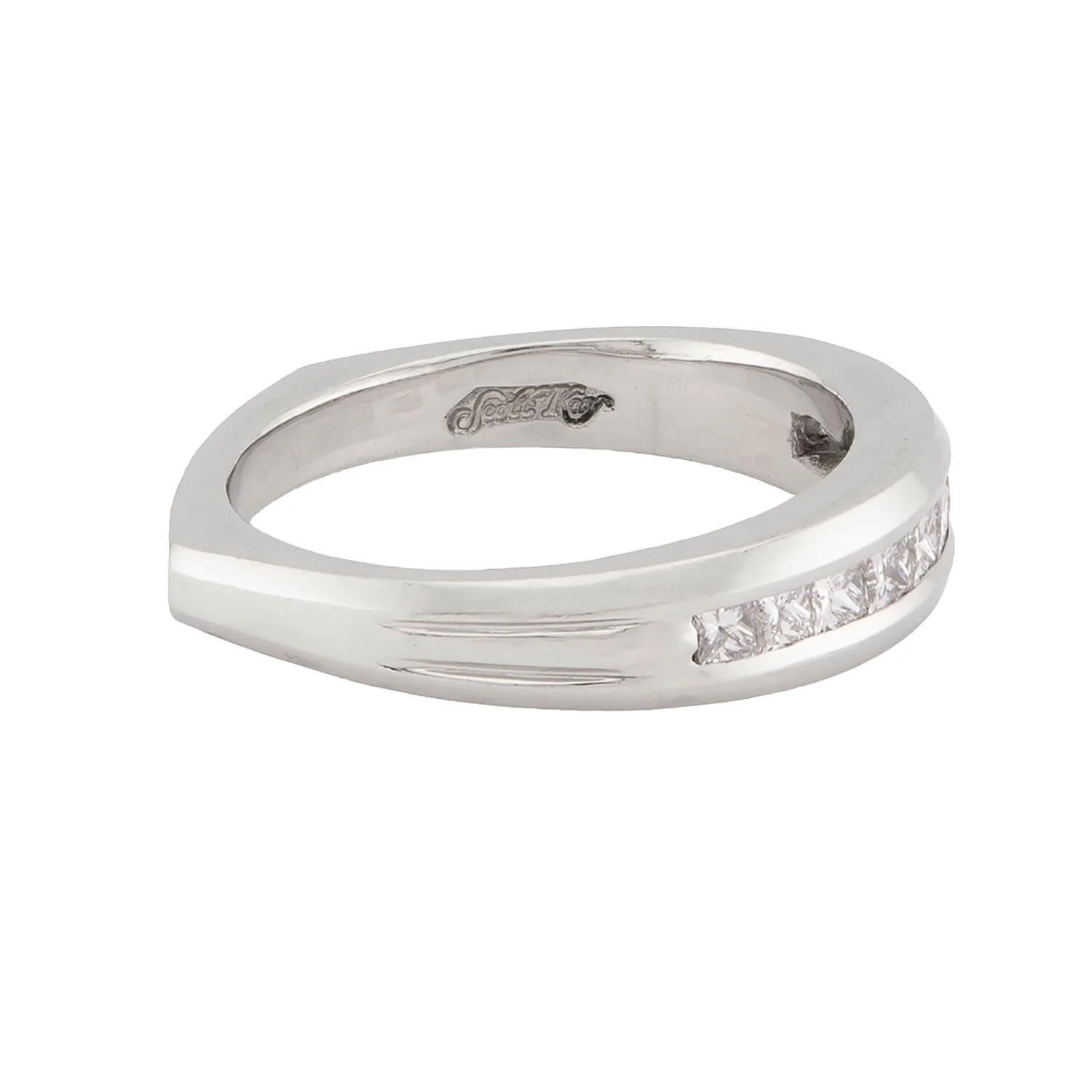 SCOTT K Estate Platinum .55ctw Diamond Half Band - Image 3