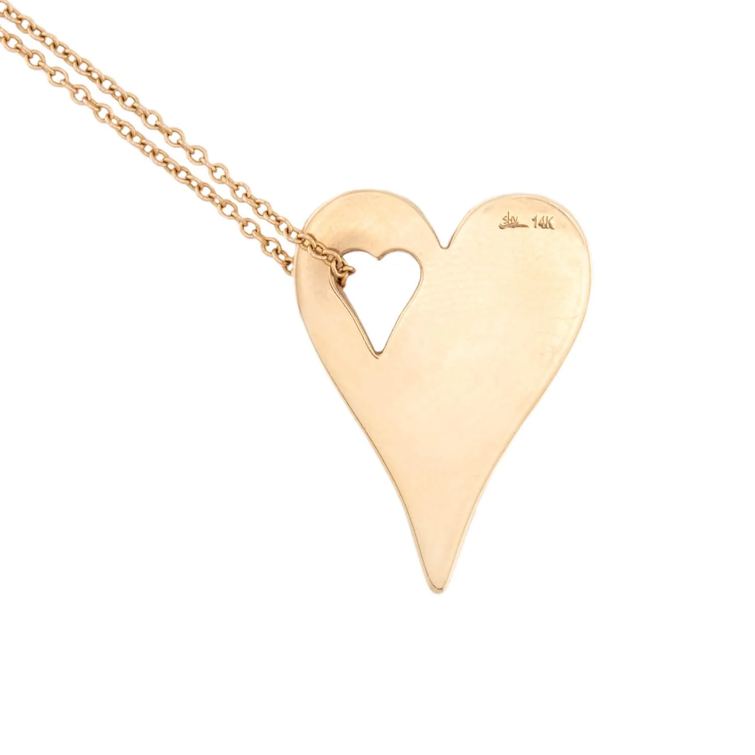 SHYNE JEWELERS Estate 14k Diamond Heart Pendant Necklace - Image 4