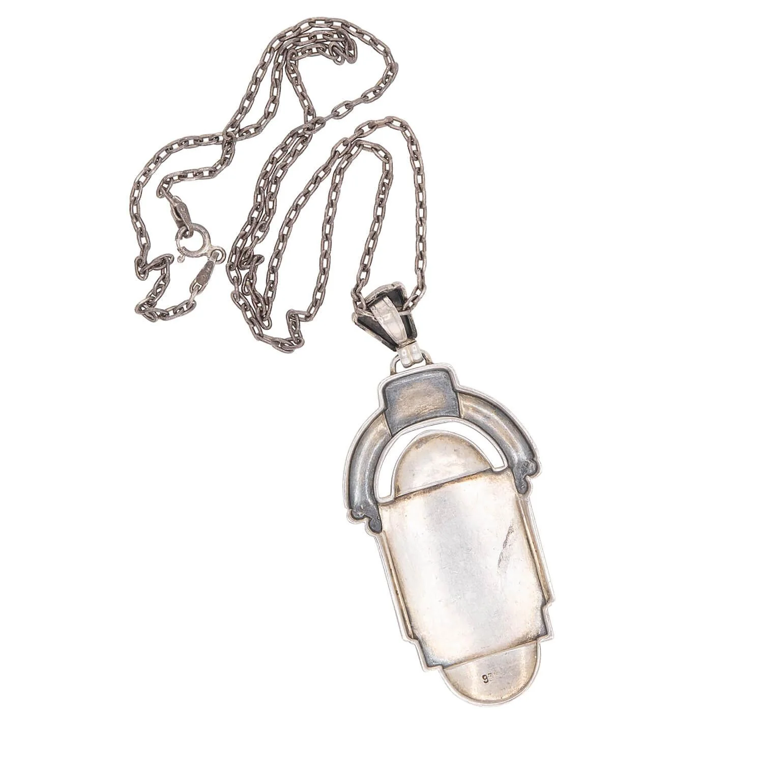 THEODOR FAHRNER-inspired Art Deco Sterling Silver and Enamel Pendant Necklace - Image 4