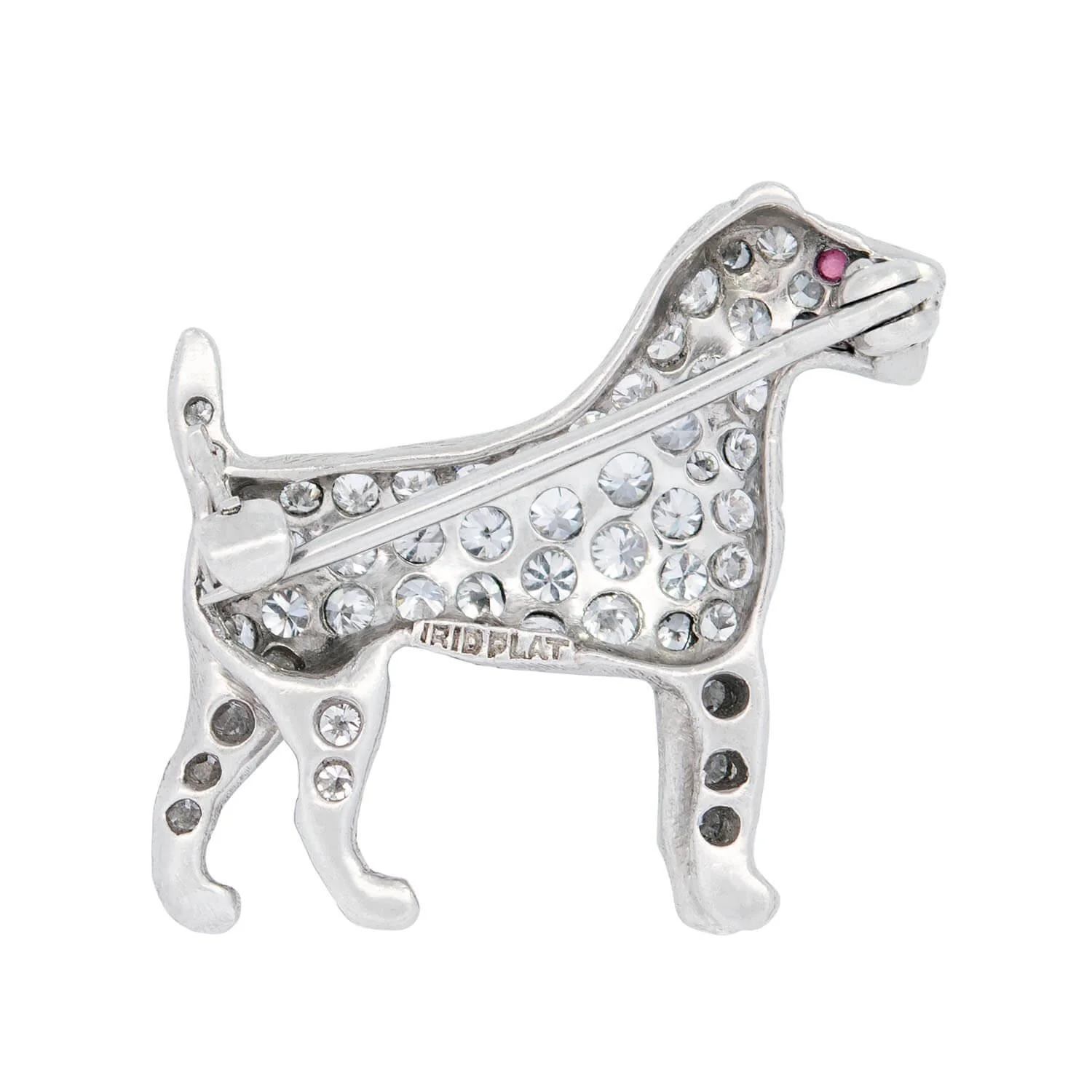 TIFFANY & CO. Art Deco Platinum Diamond and Ruby Terrier Pin - Image 3