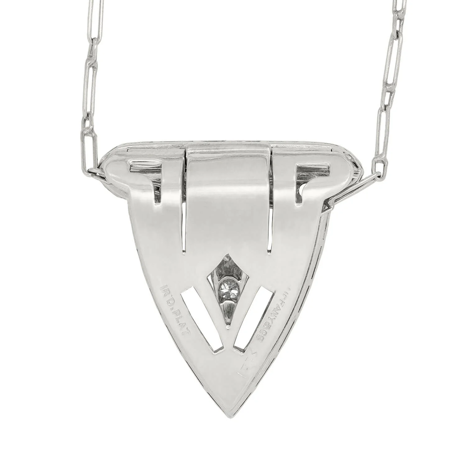 TIFFANY & CO. Art Deco Platinum Diamond Fur Clip Necklace 1 ctw - Image 3