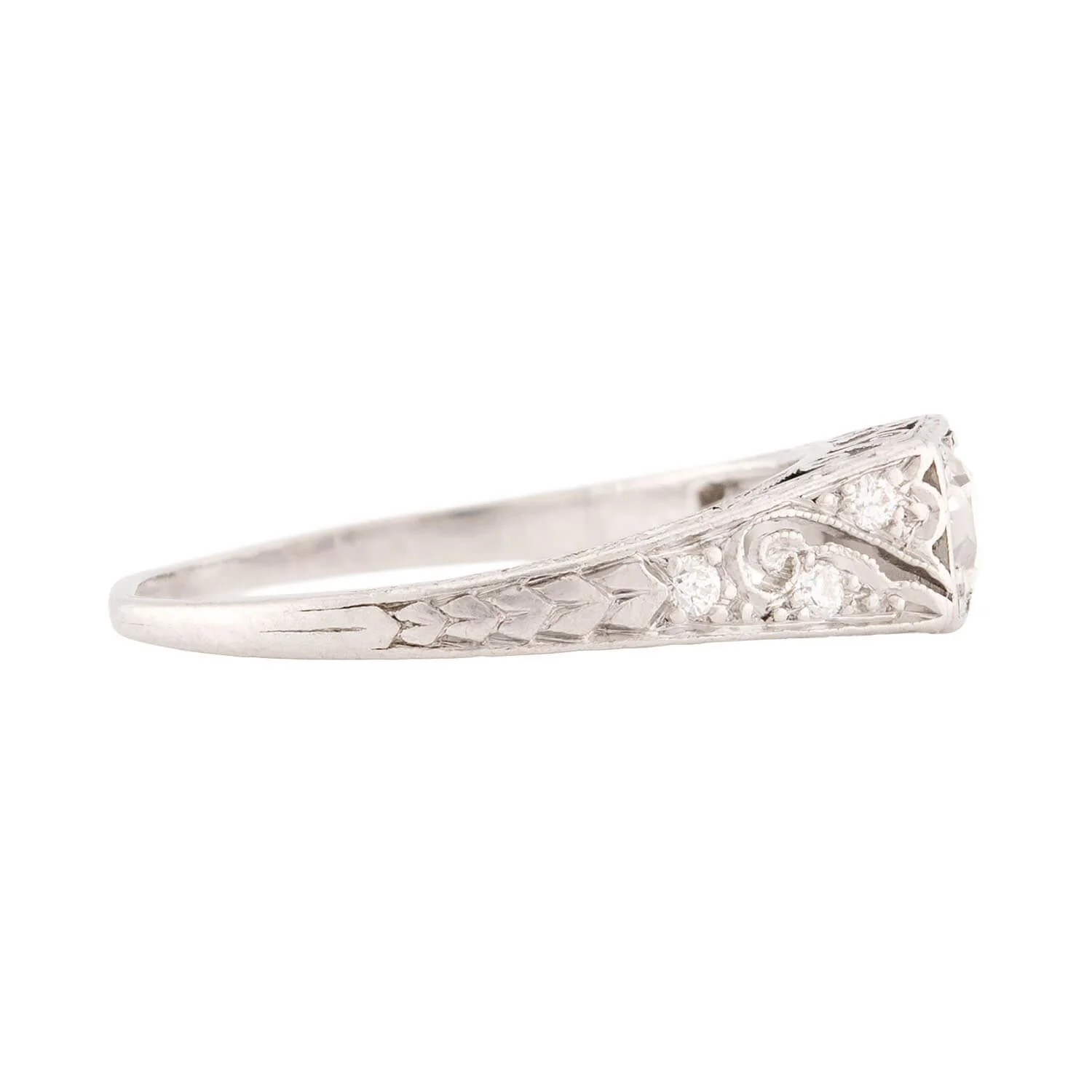 TIFFANY & CO Art Deco Platinum Diamond Ring - Image 3